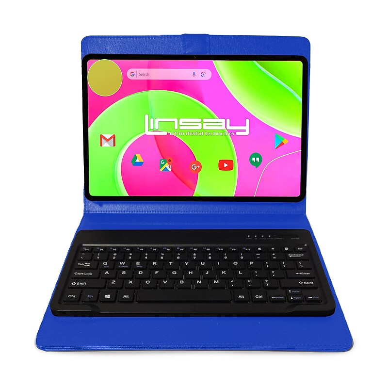 LINSAY 12" Octa Core Tablet, 8GB RAM, 256GB Storage, Android 14, Bundled with Blue Style Keyboard Bundled with App Pack image 1