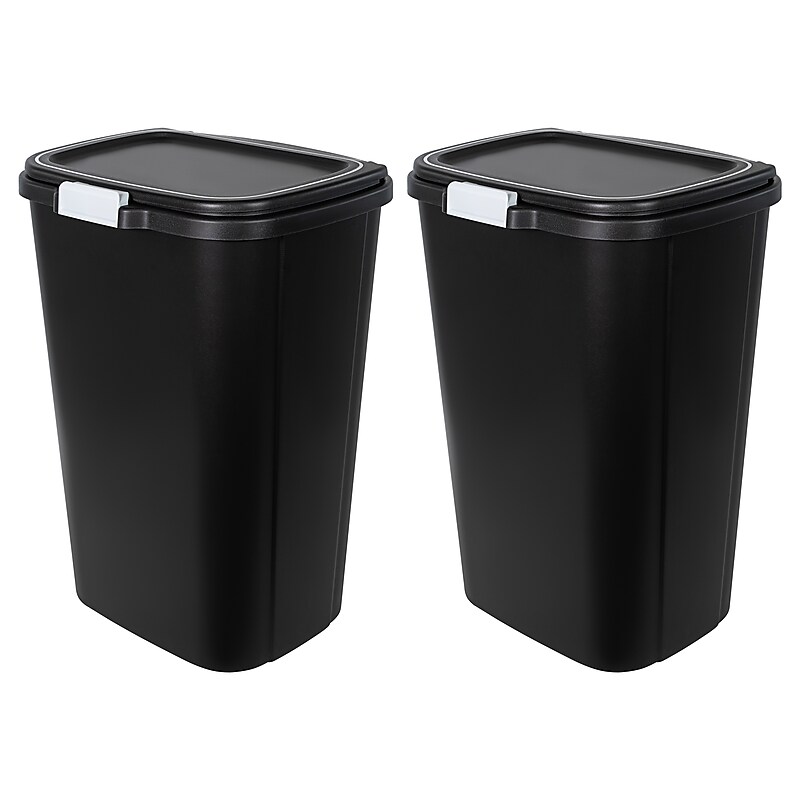 Hefty Odor Control Trash Can, 13 Gallon, Black, 2/Pack (HFTCOM228707507) image 1