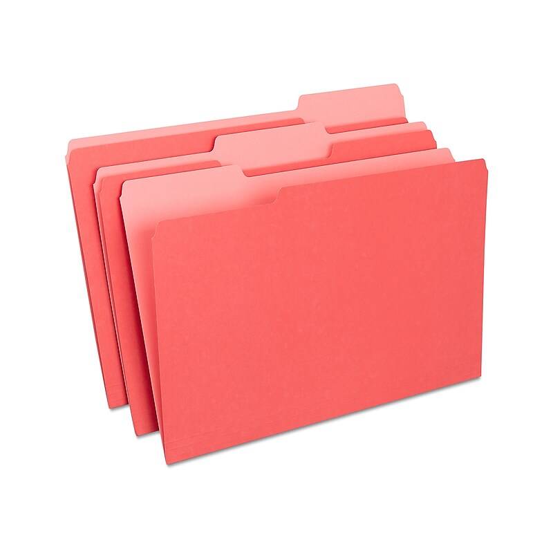 Staples File Folders, 1/3-Cut Tab, Legal Size, Red, 100/Box (ST224550-CC) image 1