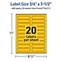 Avery Laser/Inkjet Rectangle Multipurpose Labels, 0.75" x 3.5", Bright Yellow, 400/Pack (94217)~#|#~1ACE3C52-CF12-4874-AF5171C32D356E7B_sc7