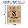 Avery Laser/Inkjet Circle Multipurpose Labels, 1-5/8" Dia., Kraft Brown, 300 Labels/Pack ( 94507)~#|#~1AD8E5A5-396F-41B8-80FEB8795A9A4770_sc7