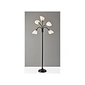 Simplee Adesso 5 Light 67" Matte Black/Antique Brass Floor Lamp with 5 Cone Shades (7205-01)