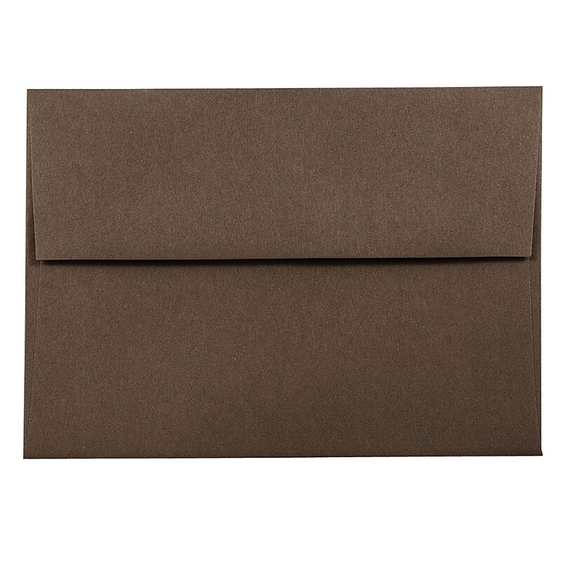 JAM Paper A6 Booklet Envelope 4 3/4" x 6 1/2", Chocolate Brown, 100/Pack (233710d) image 1