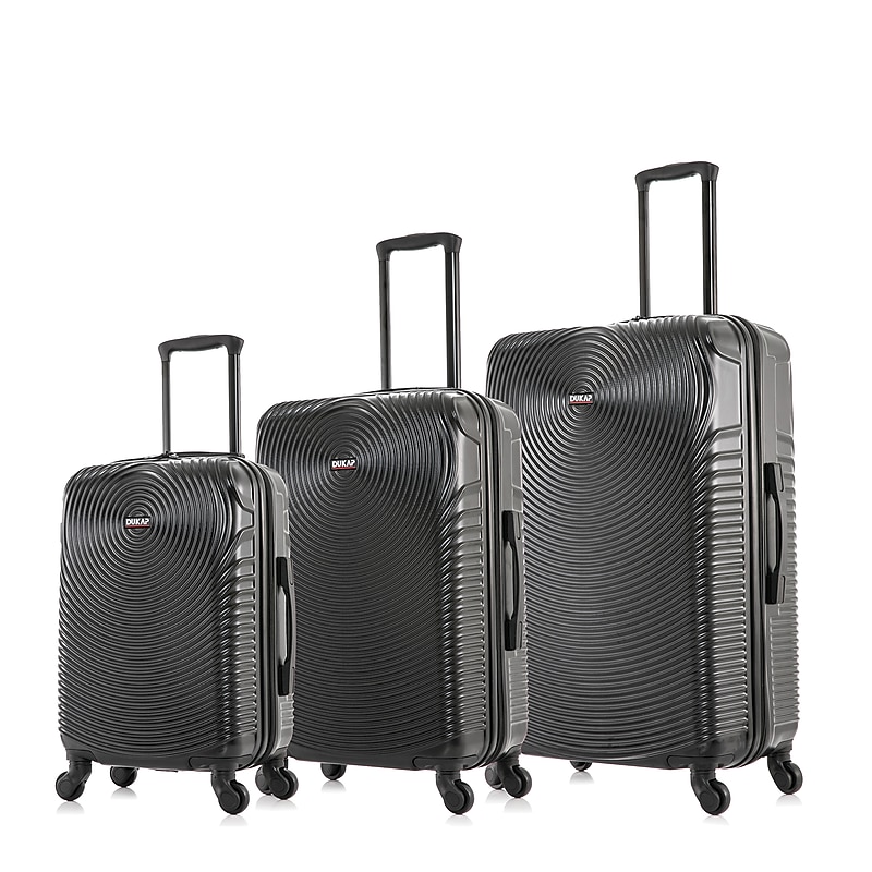 DUKAP INCEPTION 3-Piece Hardside Spinner Carry-On Luggage Set, TSA Checkpoint Friendly, Black (DKINCSML-BLK) image 1