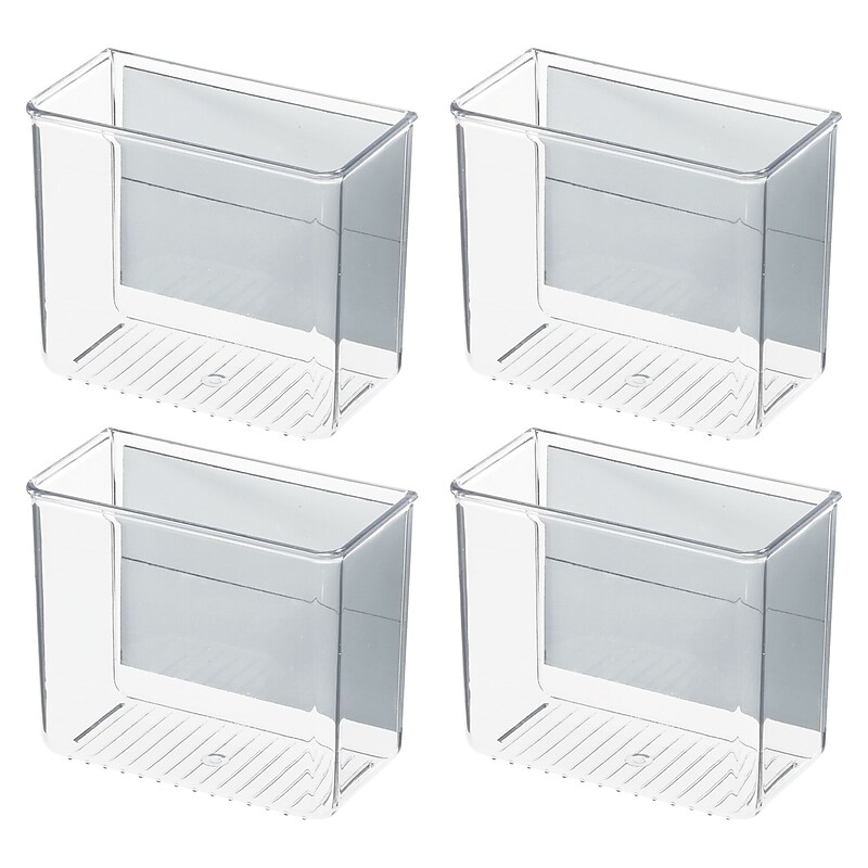 iDESIGN Magnetic Small Plastic Storage Bins, 5" x 5.88" x 3.08", Clear, 4/Pack (28134M4) image 1