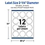Avery Round Laser Multipurpose Labels, 2.25" Dia., White, 120/Pack (19479399440)~#|#~1AEA562A-8E07-484E-A376E0F63D2E5EA5_sc7