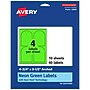 Avery Laser/Inkjet Multipurpose Decorative Edge Labels, 4.75" x 3.5", Neon Green, 40/Pack (94600)~#|#~1AEF8E32-8D00-493F-86E2C2E930F472D4_sc7