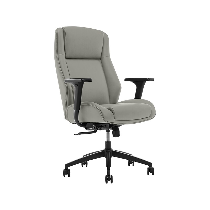 Thomasville Furniture Darius Ergonomic Bonded Leather Swivel Executive Chair, Gray (51490-GRY) image 1