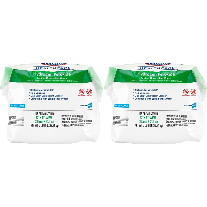 Clorox Healthcare Disinfecting Wipes, 185 Wipes, 2/Carton (30827) image 1