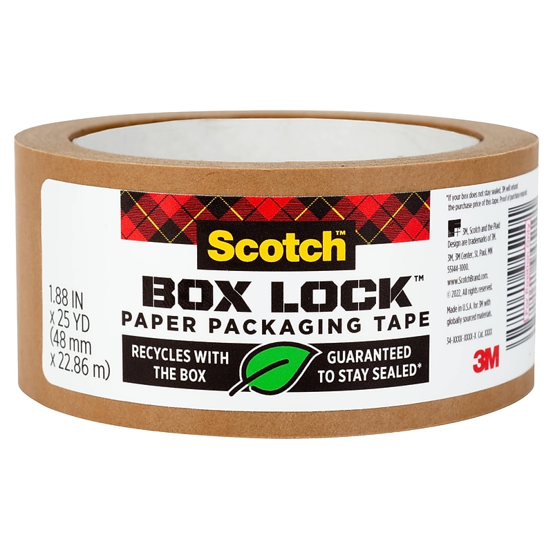 Scotch Box Lock Paper Packaging Tape, 1.88" x 25 yds., Brown (7850-23-8GC) image 1