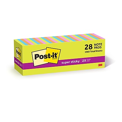 Post-it Super Sticky Notes, 3″ x 3″, Assorted Brights Collection, 70 Sheet/Pad, 28 Pads/Pack (654-28SSBRT-CP) Sansujyuku sansujyuku.com