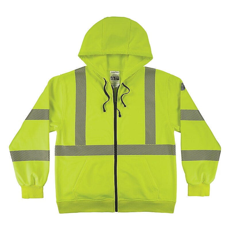Ergodyne GloWear 8305W High Visibility Women’s Hooded Zip-Up Sweatshirt, ANSI Class R3, Lime, Small (22892) image 1