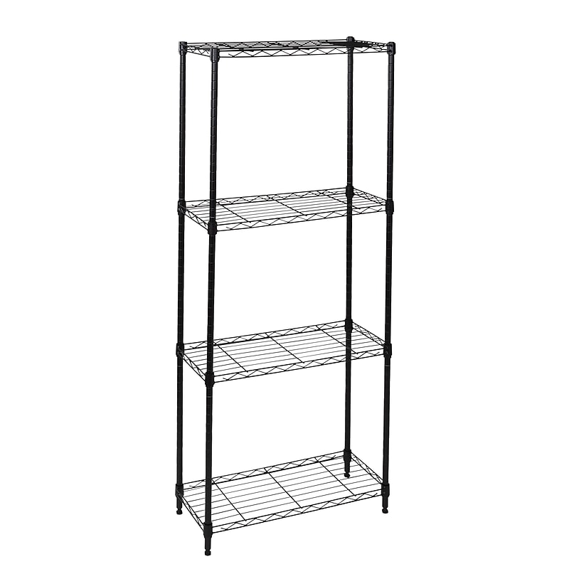 Honey-Can-Do 4-Tier Slim Profile Shelving Unit, 56" x 24" x 10", Black (SHF-10002) image 1