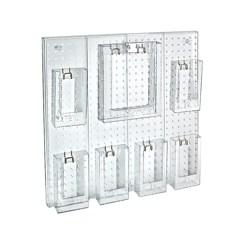 Azar 24" x 24" Pegboard 7-Pocket Wall Brochure Holder, Clear, Each (700675) image 1