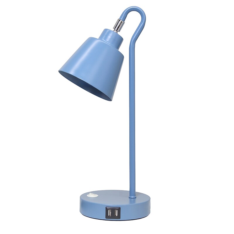 Simple Designs Sleek Essentials LED Desk Lamp, 16", with USB Ports, Blue (LD1073-BLU) image 1