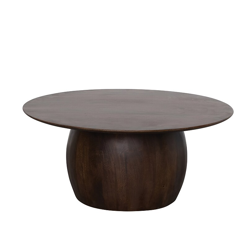 Storied Home Modern Mango Wood Round Accent Table, Dark Walnut (DF6564MC) image 1