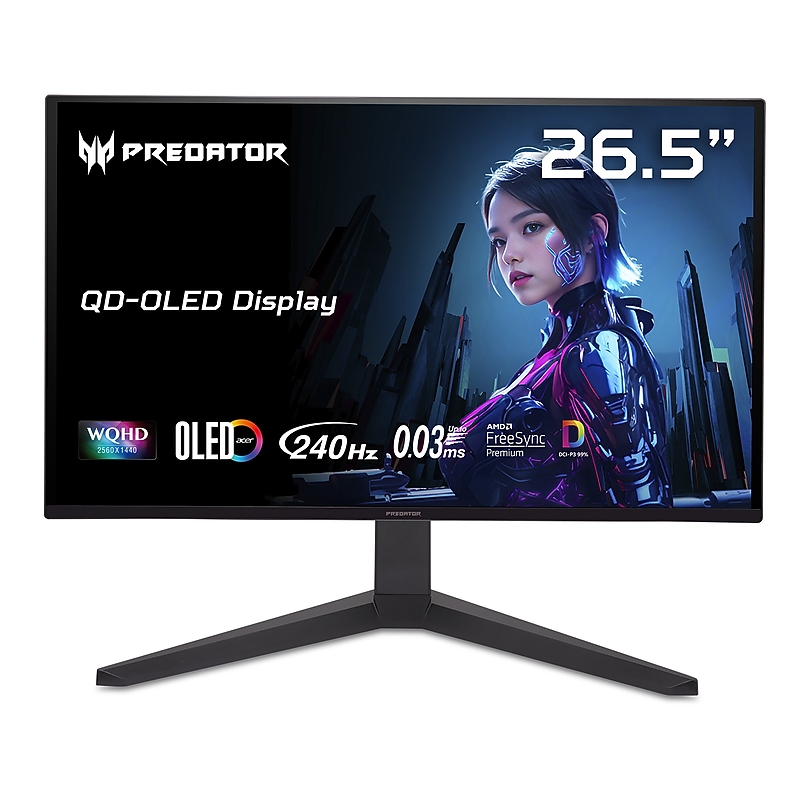 Acer Predator 26.5" QHD 240Hz OLED AMD FreeSync Gaming Monitor, HDR10, Built-In Speakers, Height Adjustable (UM.GXXAA.106) image 1