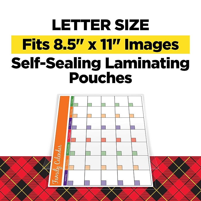 Scotch Self Sealing Laminating Pouches, Letter Size, 5 Mil, 25