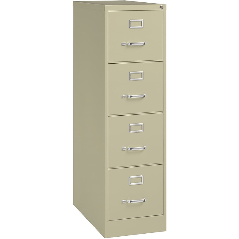 Lorell 4-Drawer Vertical File with Lock, Putty, 52"H x 15"W x 26 1/2"D (LLR60193) image 1