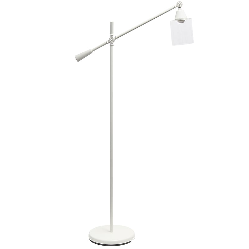 Lalia Home Studio Loft Swing Arm 55.5" White Floor Lamp with Clear Glass Cylindrical Shade (LHF-5021-WH) image 1