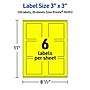 Avery Laser/Inkjet Square Multipurpose Labels, 3" x 3", Neon Yellow, 120/Pack (94101)~#|#~1B4F0178-E0DA-418E-AAB119A2ECF9F87A_sc7