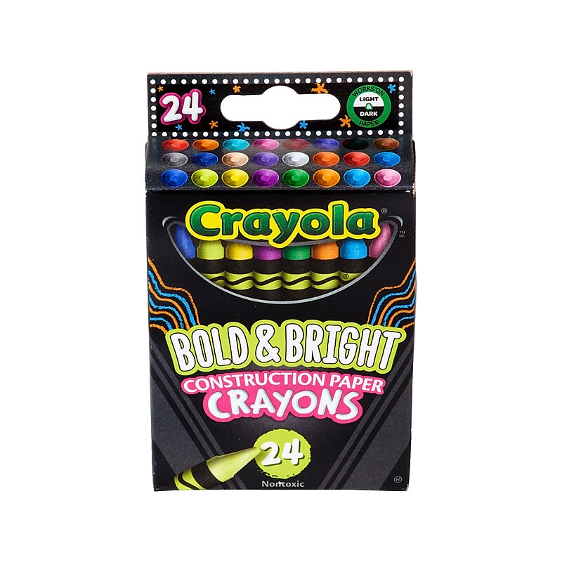 Crayola Bold & Bright Construction Paper Crayons, Assorted Colors, 24/Box (523463) image 1