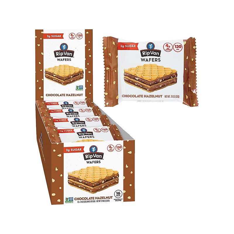 Rip Van Chocolate Hazelnut Wafers, 0.78 oz., 16 Packs/Box (5191) image 1