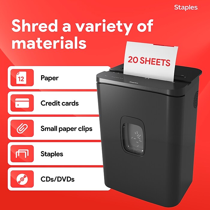 Staples 20-Sheet Micro-Cut Multi-Media Shredder (ST62155) | Staples