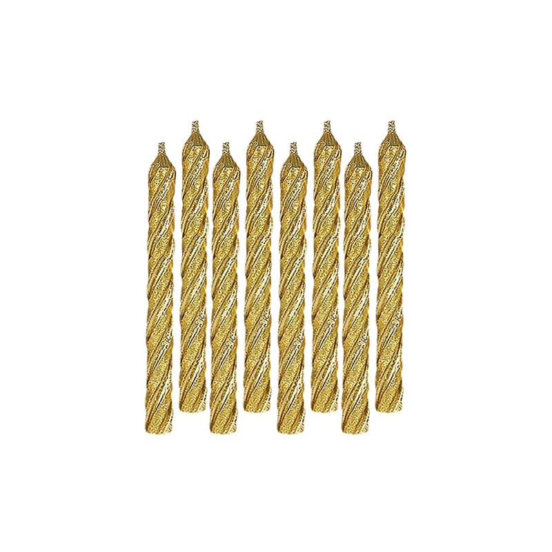 Party City Spiral Birthday Candles, Metallic Gold, 12/Pack (AM170435) image 1