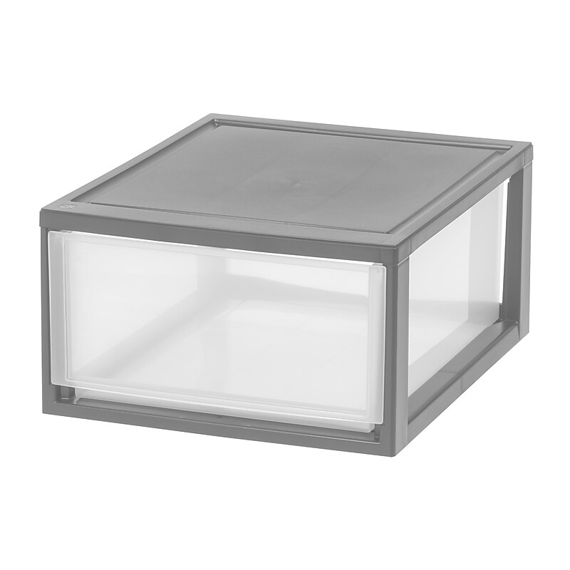 Iris Stackable Storage Drawer, Gray, 2/Pack (500256) image 1