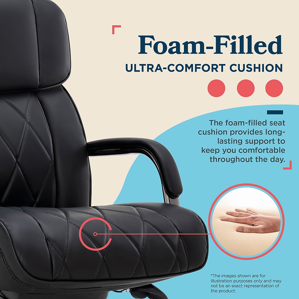 Foam-filled ultra-comfort cushion with hand diagram