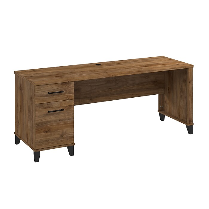 Bush Home Somerset 72W Office Desk with Drawers, Fresh Walnut
