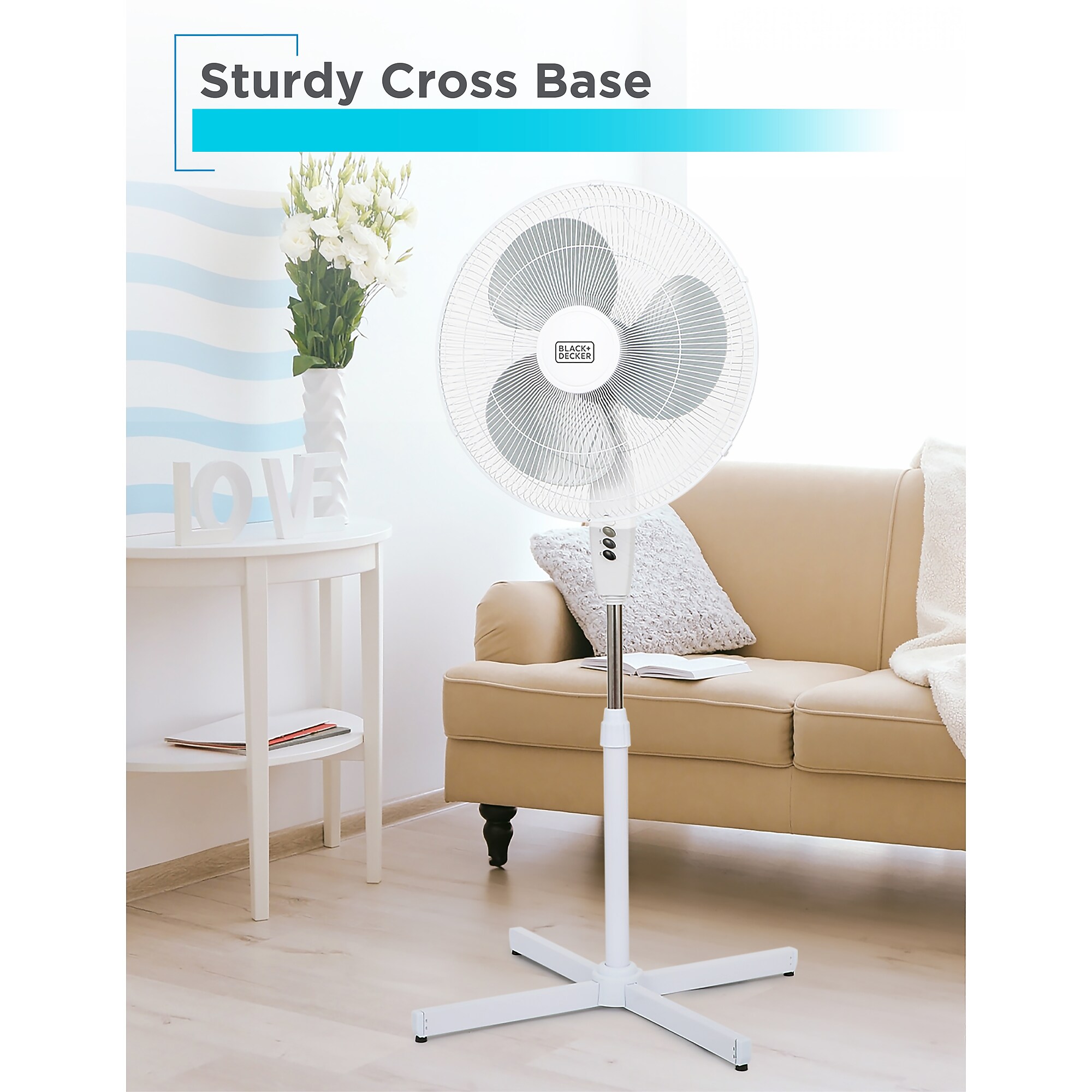 Black & Decker 18” Oscillating Pedestal Fan, 3-Speed, White (BFP18SXW) Sansujyuku sansujyuku.com