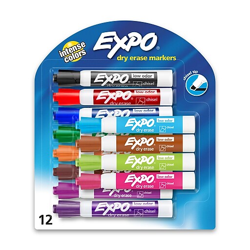Expo Dry Erase Markers, Chisel Tip, Assorted, 12/Pack (80699) Staples