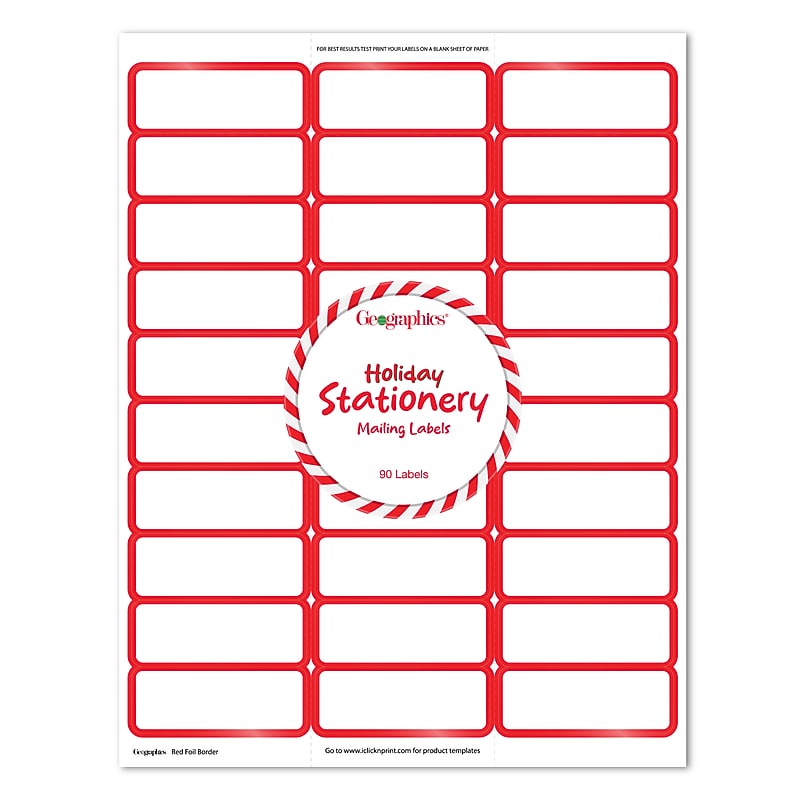 Geographics Holiday Address Labels, Red, 90/Pack (50073) image 1