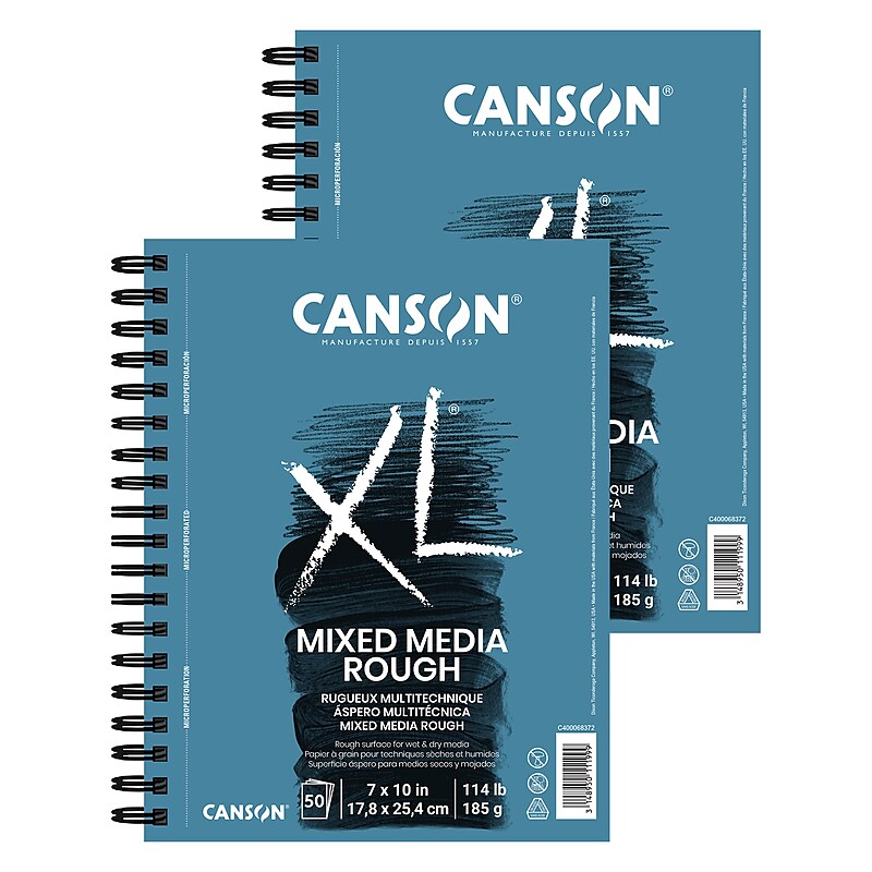 Canson XL Series 7" x 10" Wire Bound Mixed Media Sketch Pad, 50 Sheets/Pad, 2/Bundle (MCXC40006837206-2) image 1