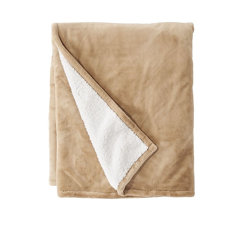 L.L.Bean Wicked Plush Sherpa Throw, Large, Camel Brown (1000152953) image 1
