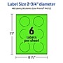 Avery Circle Multipurpose Labels, 2.75" Dia., Neon Green, 480/Box (94512)~#|#~1B9192AA-206B-4AD4-A0176C40B230AE6B_sc7