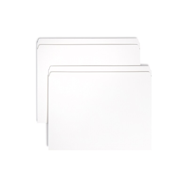Smead File Folders, 1-Tab, Letter Size, White, 100/Box (12810) image 1