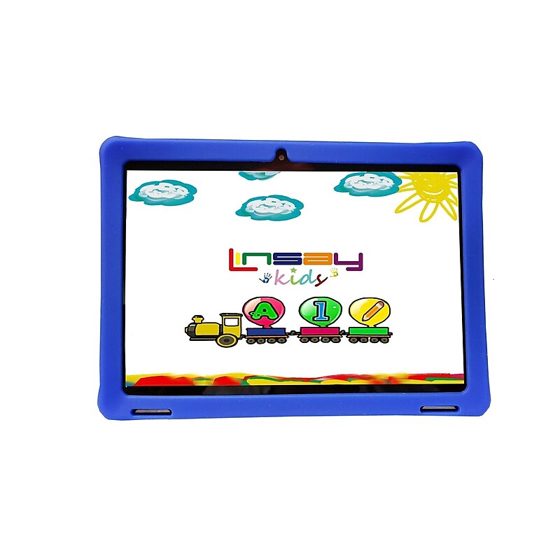 LINSAY 10.1" Octa Core Tablet, 4GB RAM, 128GB Storage, Android 13, Bundled with Blue Kids Defender Case image 1