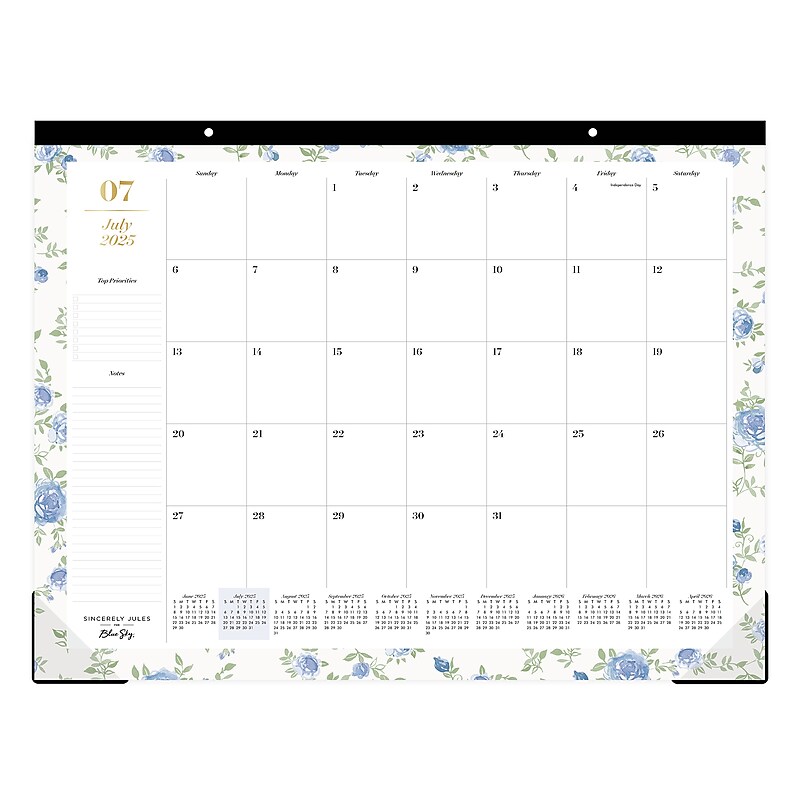 2025-2026 Blue Sky Sincerely Jules Forget Me Not 22" x 17" Academic Monthly Desk Pad Calendar (155326) image 1