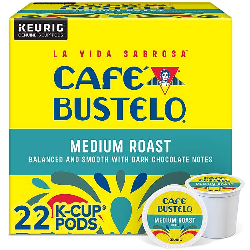 Cafe Bustelo Coffee Keurig K-Cup Pods, Medium Roast, 22/Box (5000389554) image 1