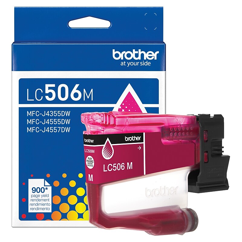 Brother LC506 Magenta Standard Yield Ink Cartridge, Prints up to 900 Pages (LC506M) image 1