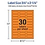 Avery Laser/Inkjet Multipurpose Rectangle Labels, 0.75" x 2.25", Bright Orange, 1200/Pack (94216)~#|#~1BBB7E86-947D-45FA-BB56882846D4906F_sc7
