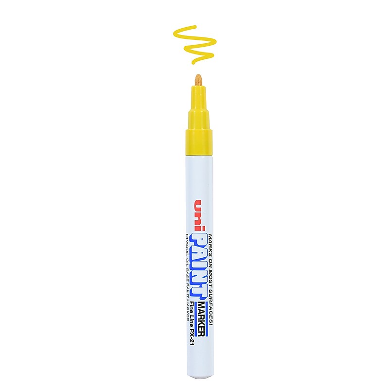 uni PAINT PX-21 Oil-Based Paint Marker, Fine Line, Yellow (63705) image 1