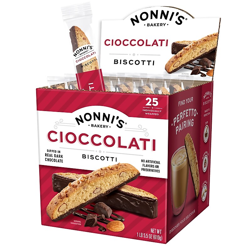 Nonni’s Dark Chocolate Italian Biscotti Cookies, 5.5 oz., 25 Cookies/Box (NSD97651) image 1