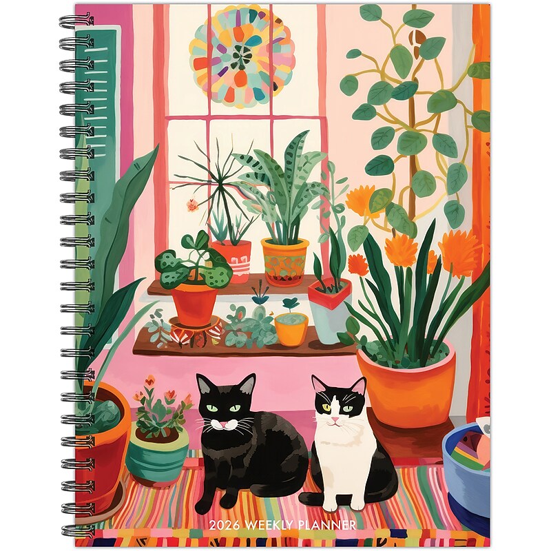 2026 Willow Creek Cats Love Plants 6.50" x 8.50"  Weekly Personal Organizer, Paperboard Cover, Multicolored (57728X) image 1