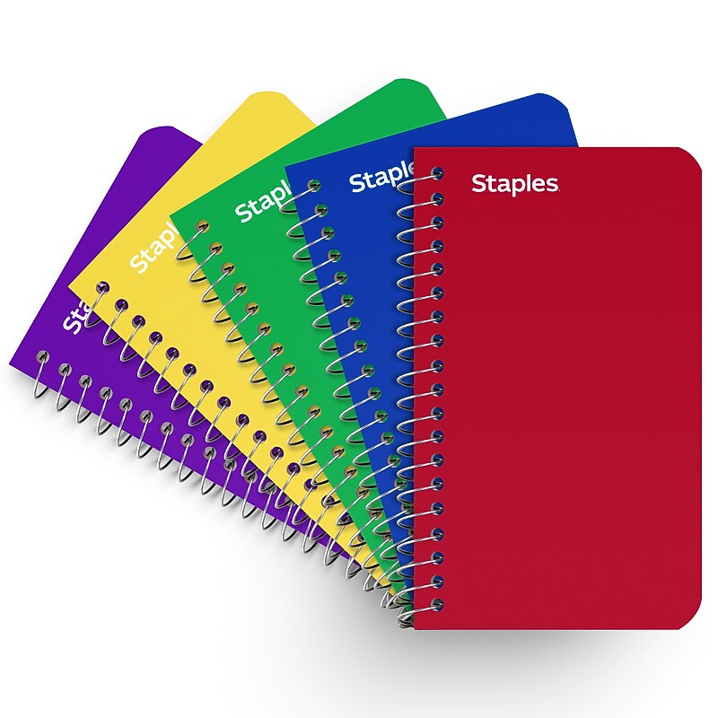 Staples® Memo Books, 3" x 5", College Ruled, Assorted Colors, 75 Sheets/Pad, 5 Pads/Pack (TR11493) image 1