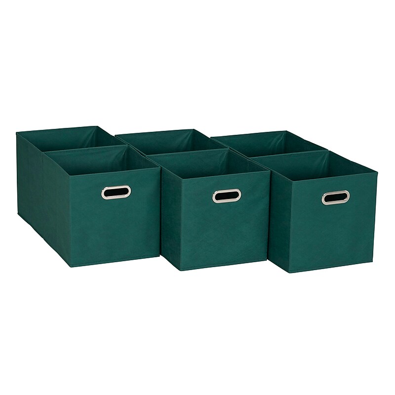 Household Essentials Medium Folding Fabric Storage Bin, 11" x 11"x 11", 23 Qt., Green, 6/Pack (827-1) image 1
