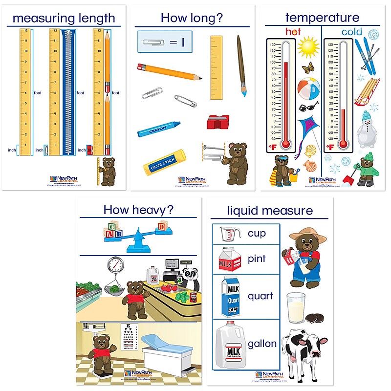 NewPath Learning Measurement Bulletin Board Charts, English Edition, 12" x 18", 5/Set (NP-930228) image 1